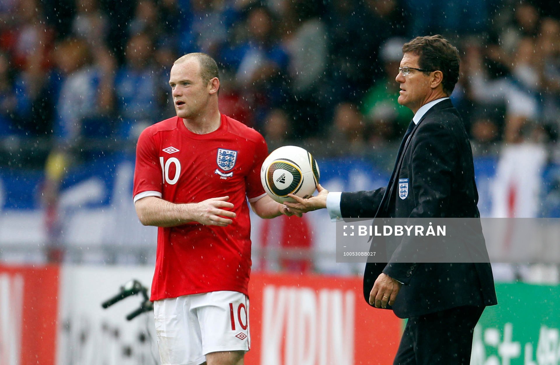 Fabio Capello, förbundskapten och Wayne Rooney, England