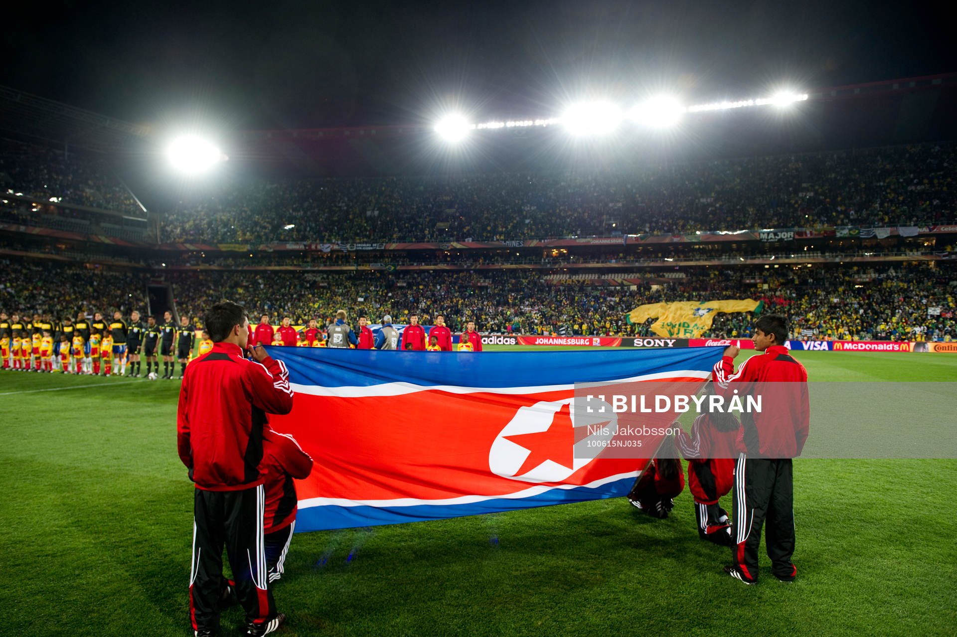 Nordkoreas flagga på Ellis Park