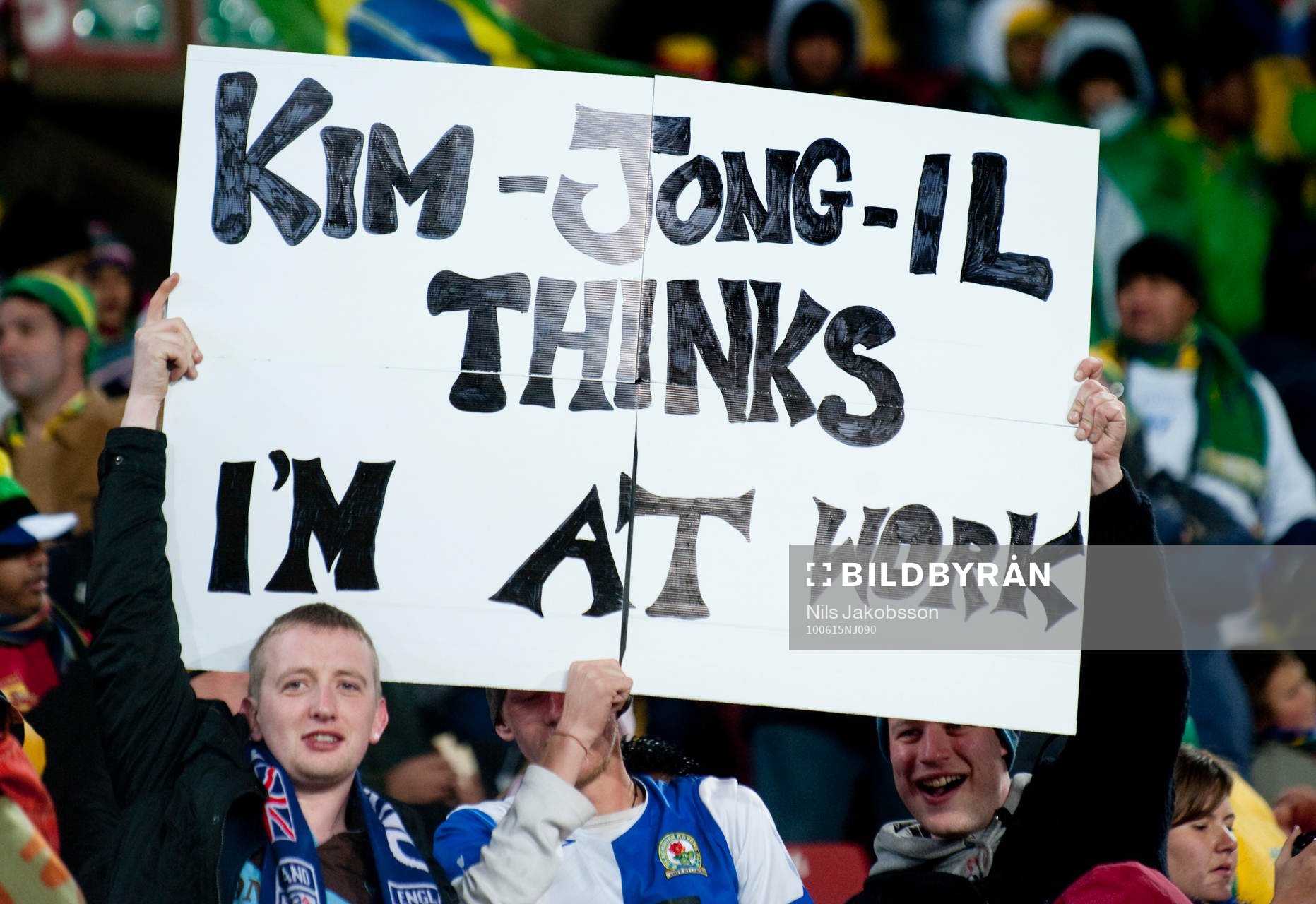 Kim Jong Il tror att jag jobbar, skylt