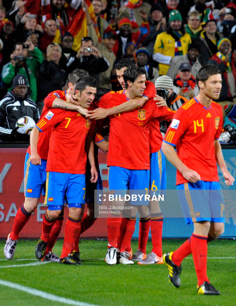 David Villa, Spanien 1-0, jubel