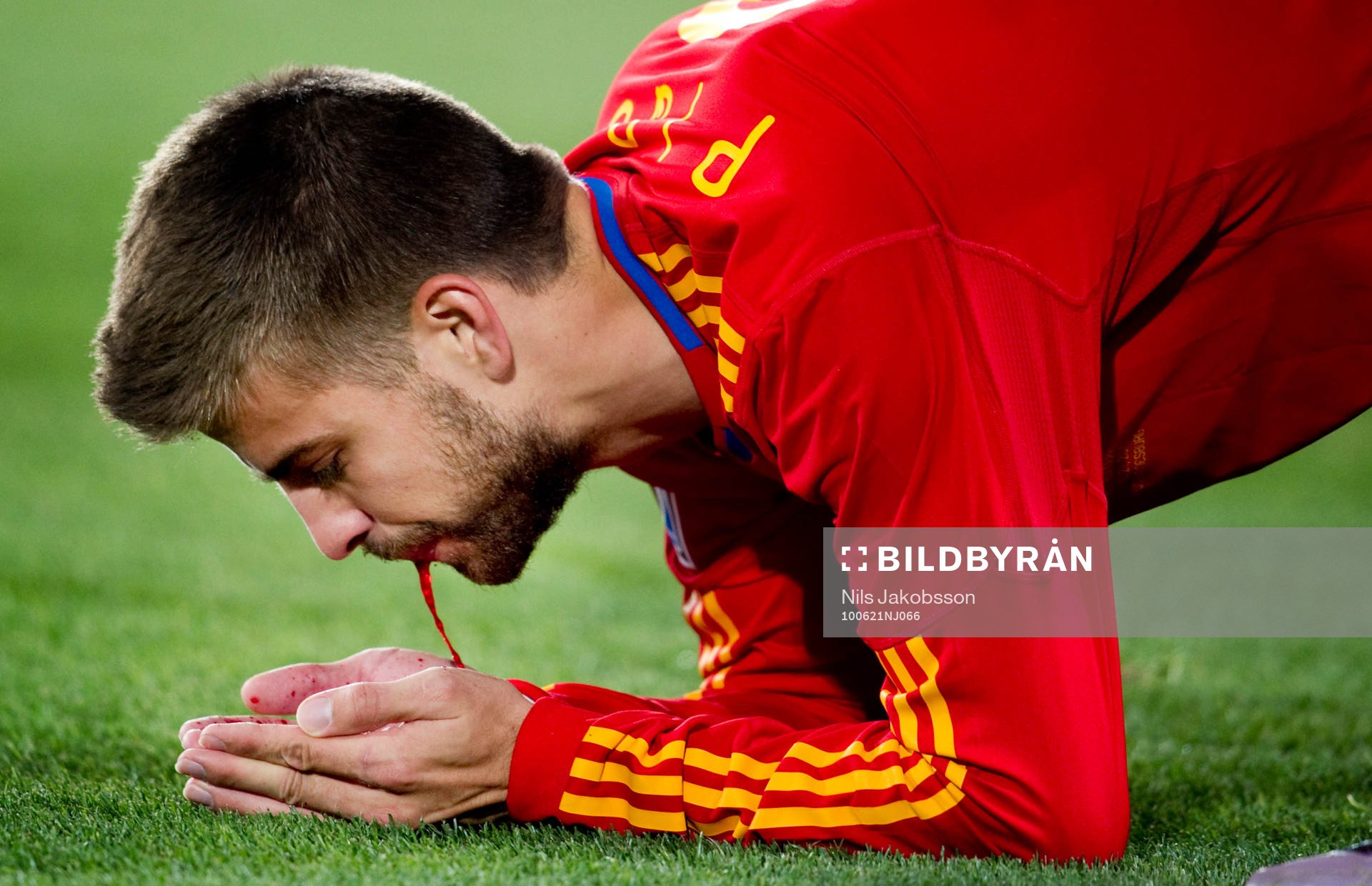 Gerard Piqué, Spanien, blöder, blod, skada