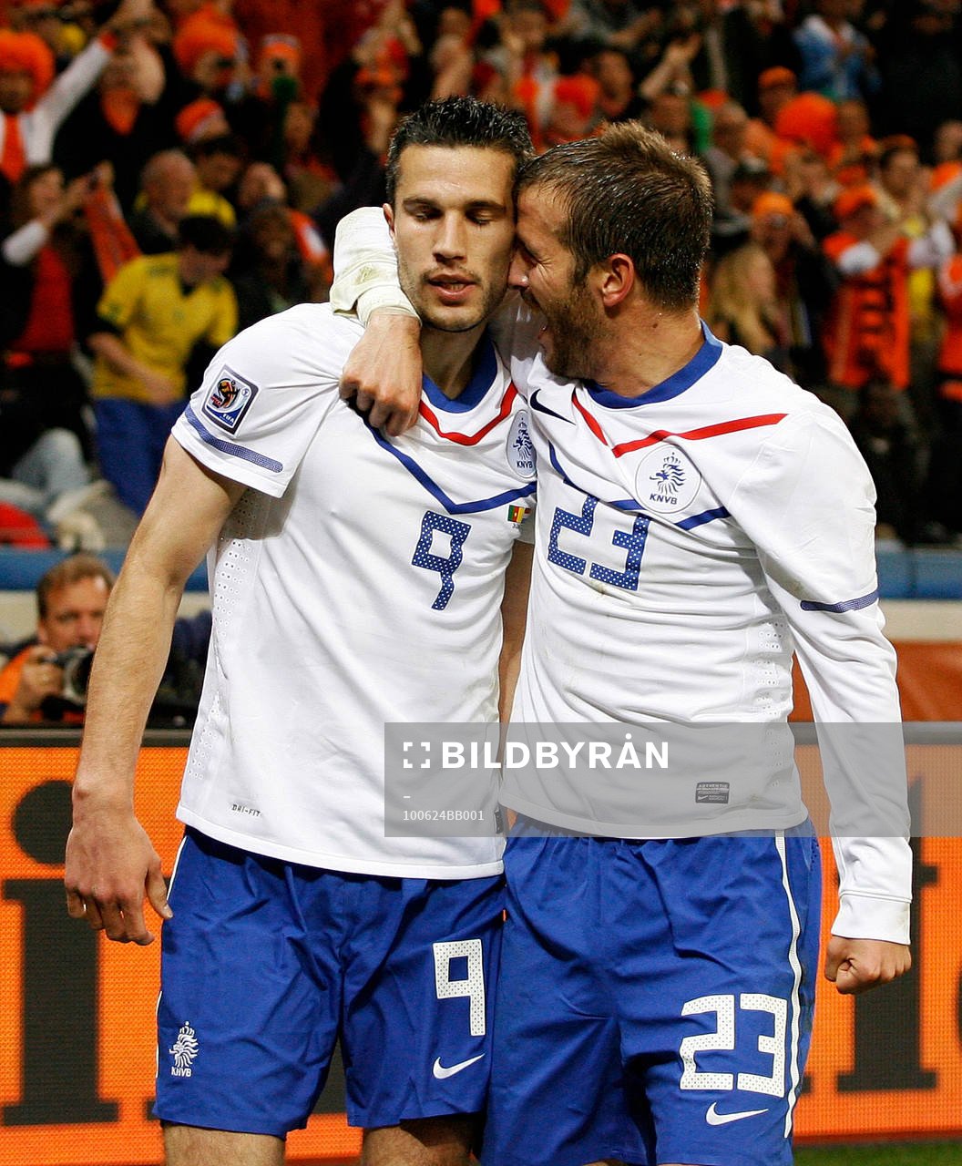 Robin Van Persie och Rafael van der Vaart, Holland, jubel
