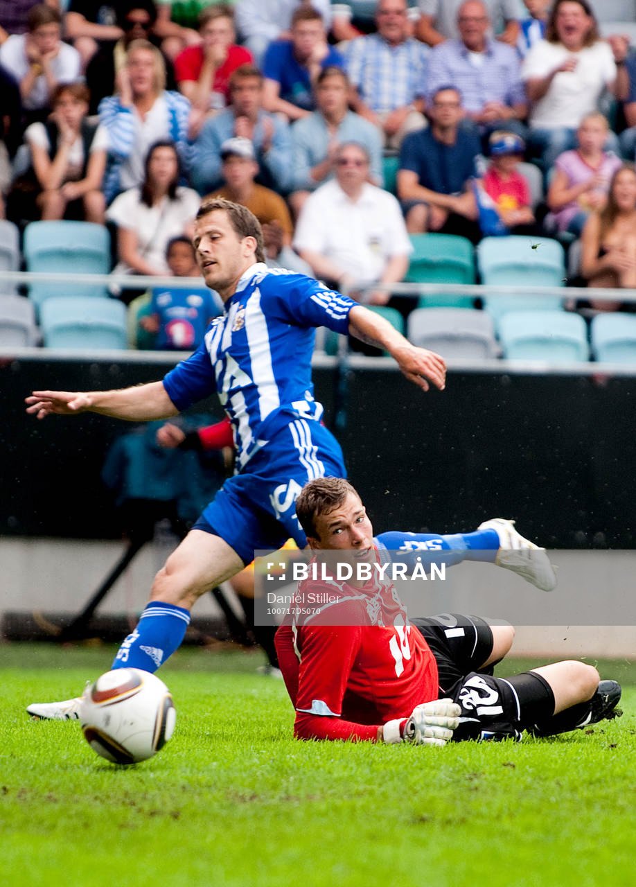 Tobias Hysén, Göteborg, gör 1-0. Robin Malmkvist,