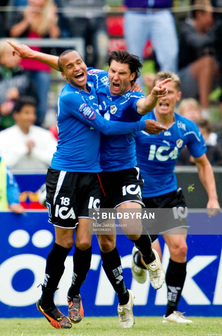  Marcus Olsson, Mikael Rosén, Halmstad, jubel.