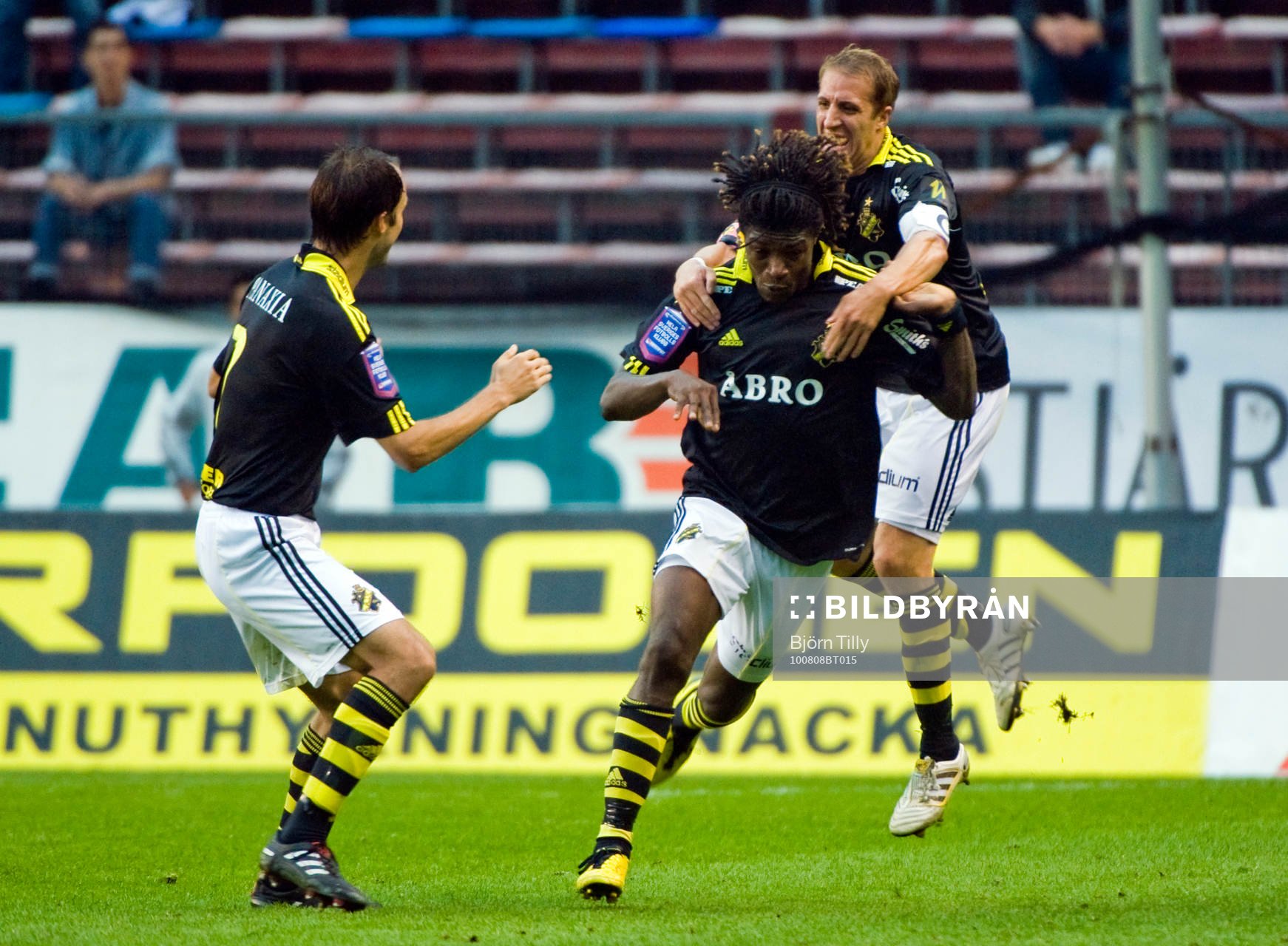 Helgi Danielssn, Mohamed Bangura och Kenny Pavey, AIK
