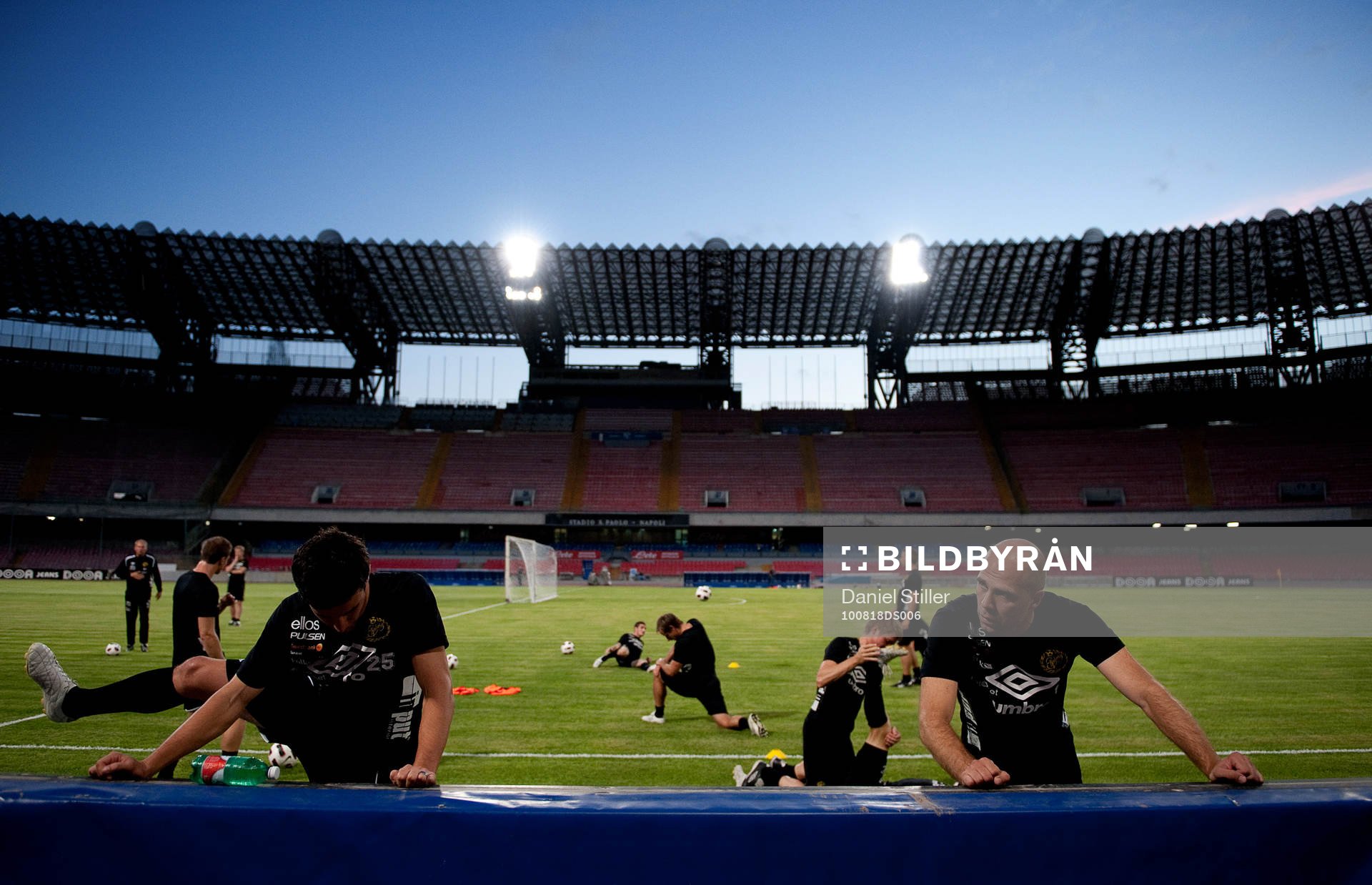 Elfsborg tränar på Stadio San Paolo, Napoli (Neapel,