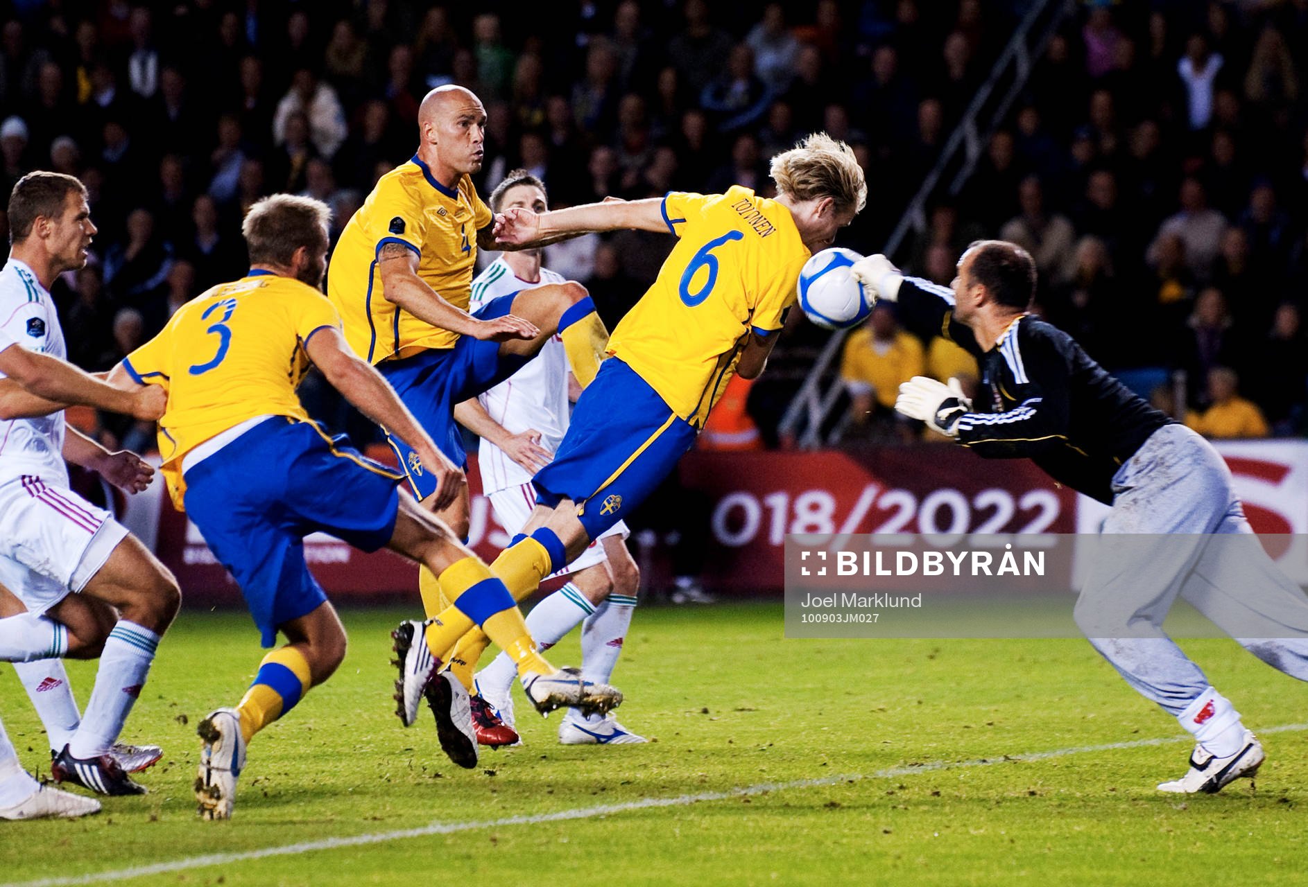 Olof Mellberg, Daniel Majstorovic och Ola Toivonen,
