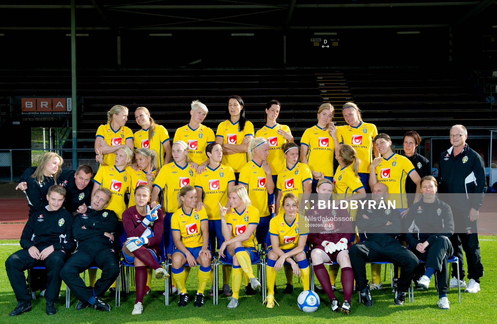 Fotboll, landslag, dam, Sverige, lagbild