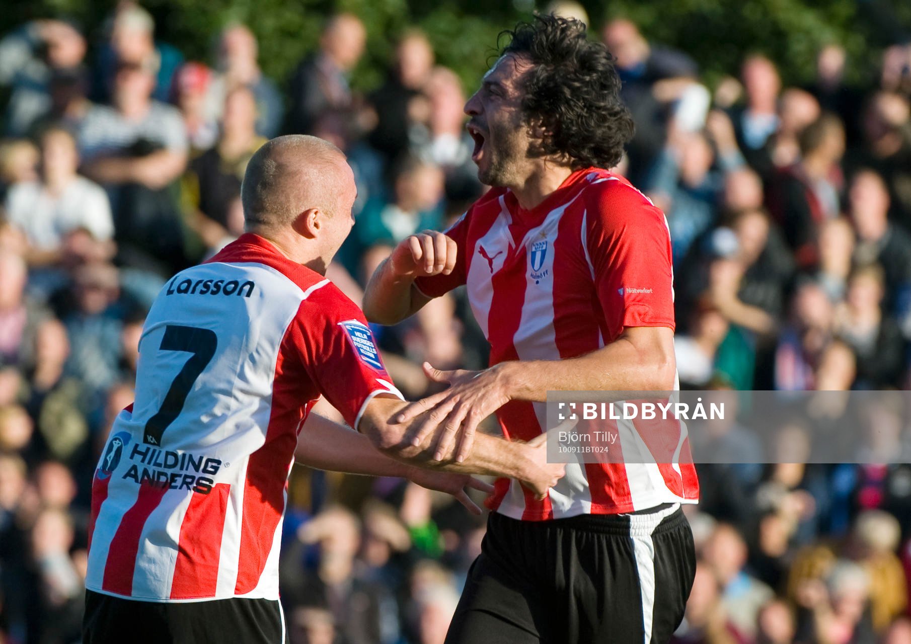  Daniel Larsson och Yago Fernandez, Malmö, jubel efter kvittering 3-3.
