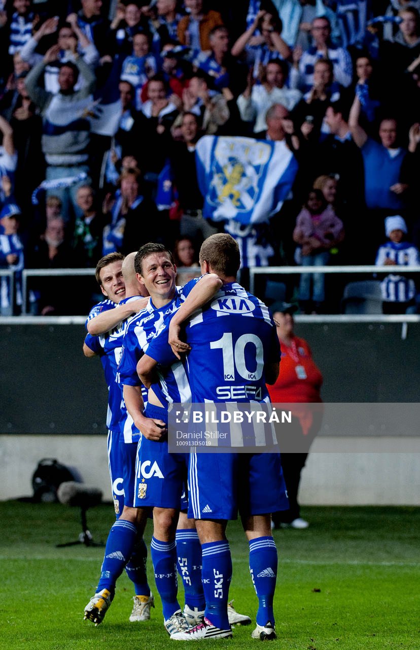 Hannes Stiller gör 1-0 till Göteborg. Jubel
