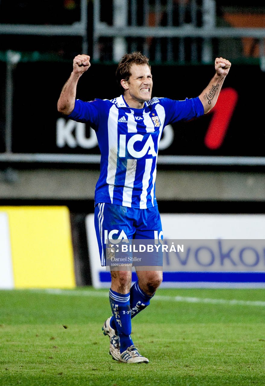 Tobias Hysén, Göteborg, gör 2-1. Jubel