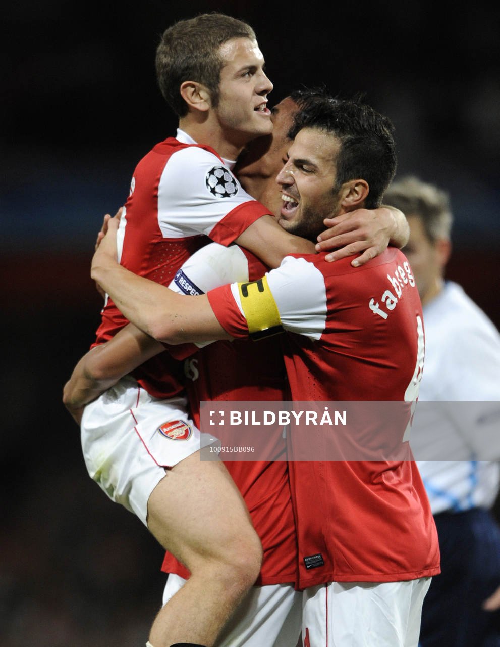 Marouane Chamakh och Cesc Fabregas, Arsenal, glädje, jubel