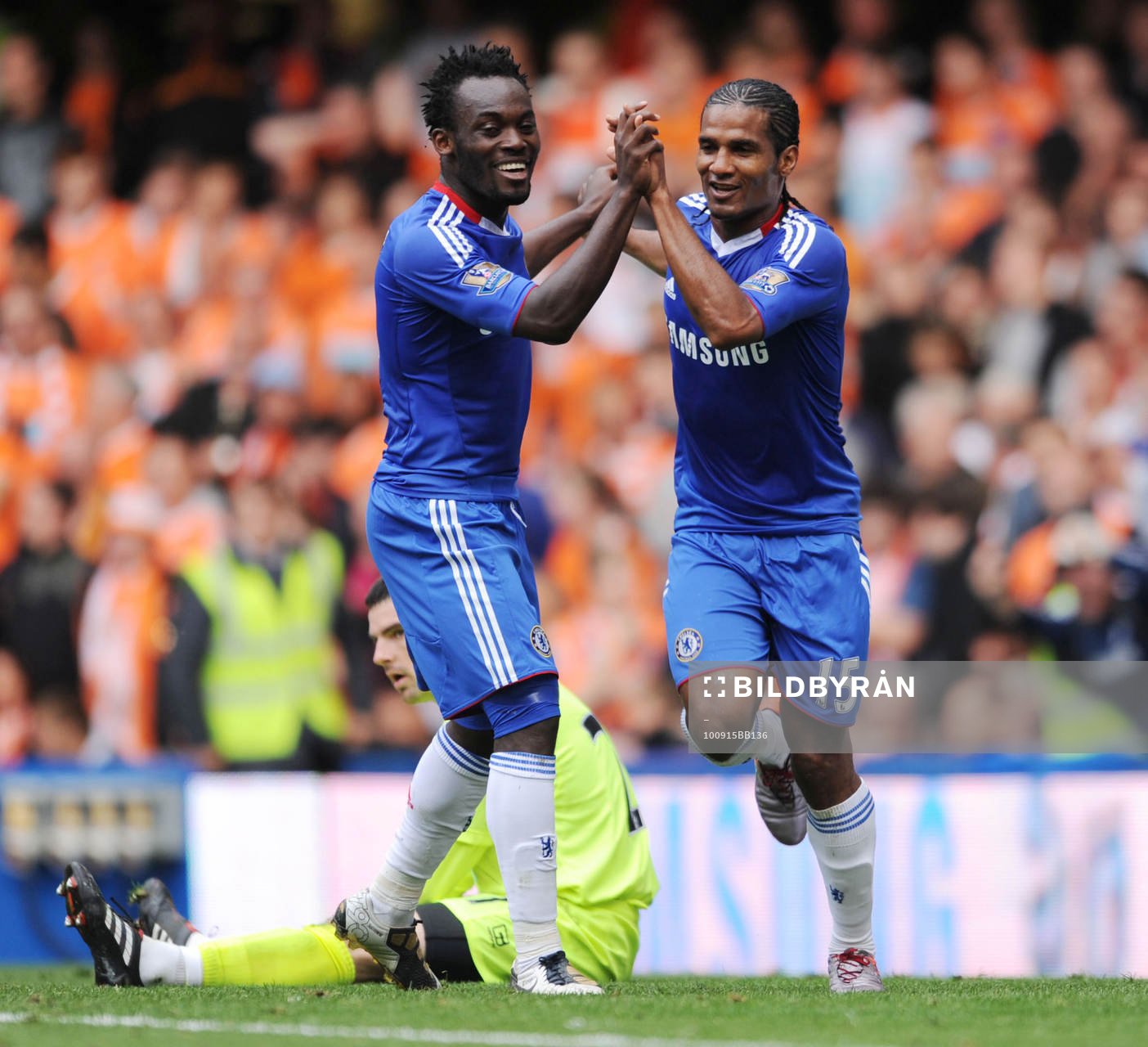 Michael Essien och Florent Malouda, glädje, jubel