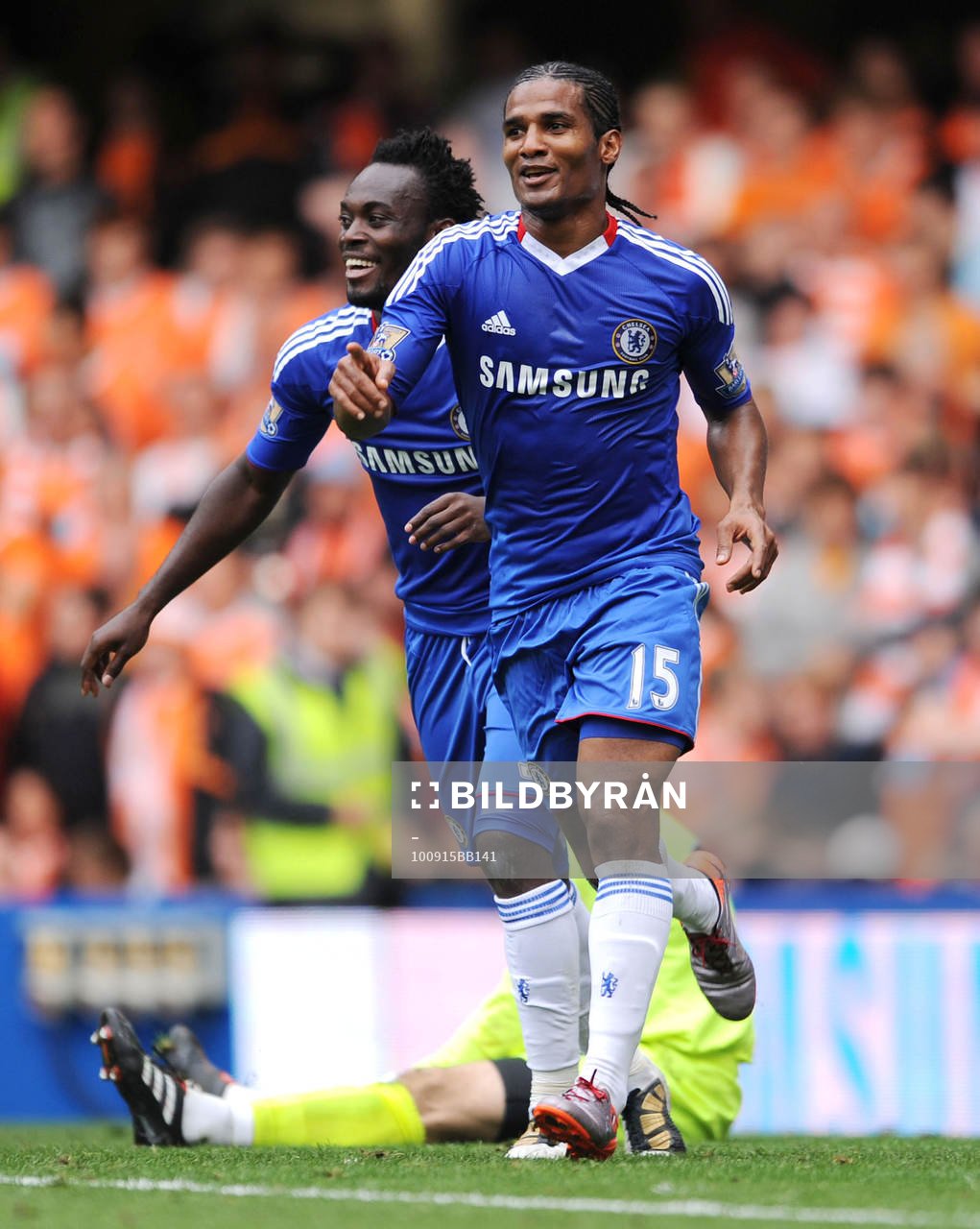 Michael Essien och Florent Malouda, glädje, jubel