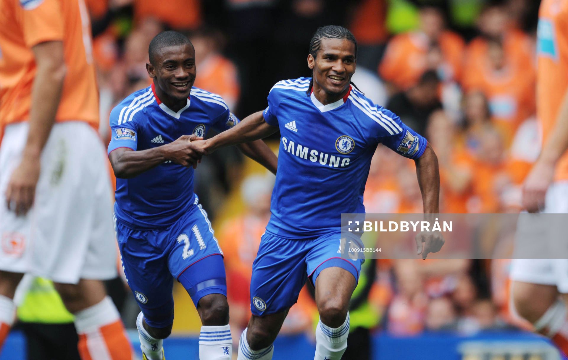 Salomon Kalou och Florent Malouda, glädje, jubel
