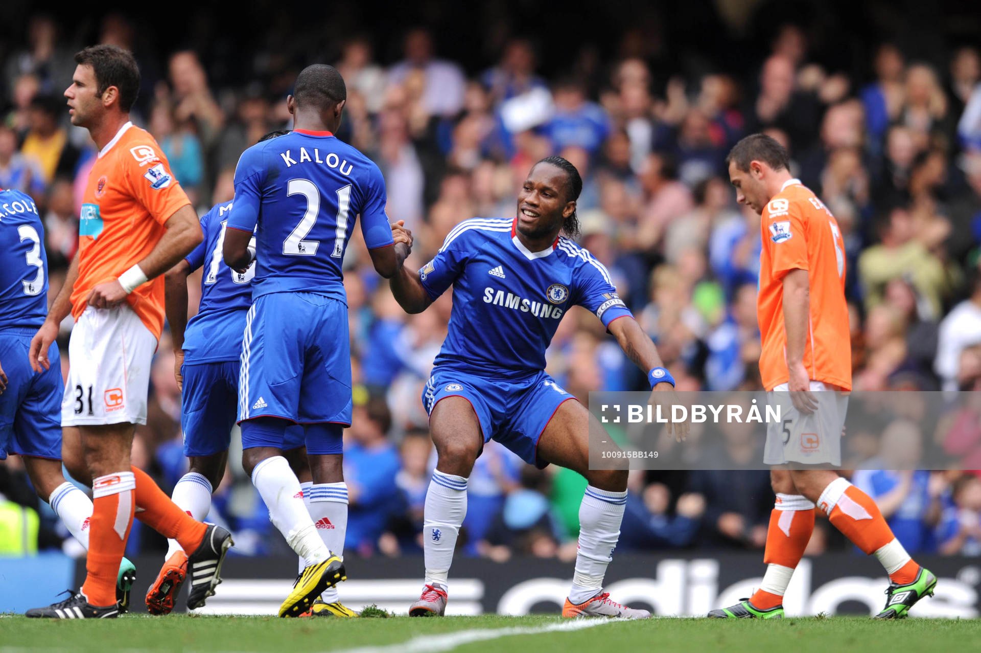  Didier Drogba, glädje, jubel efter tredje målet för Chelsea.