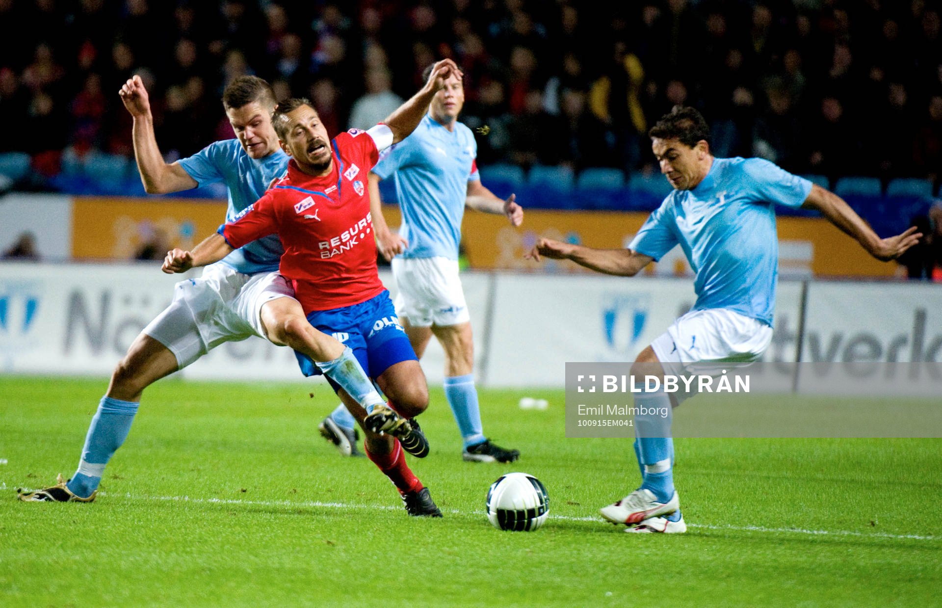 Ivo Pekalski, MFF och Ricardinho, MFF och Marcus Lantz,