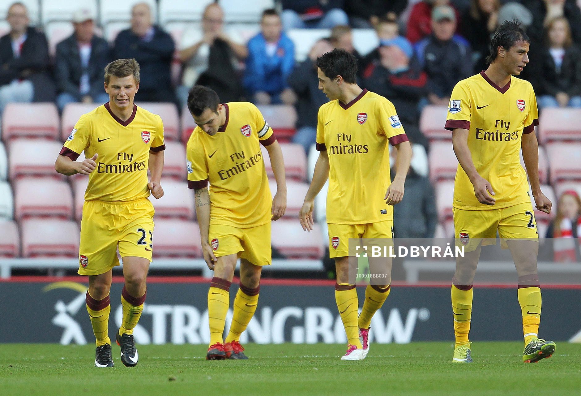  Andrey Arshavin, Cesc Fabregas, Samir Nasri och Marouane Chamakh, Arsenal.