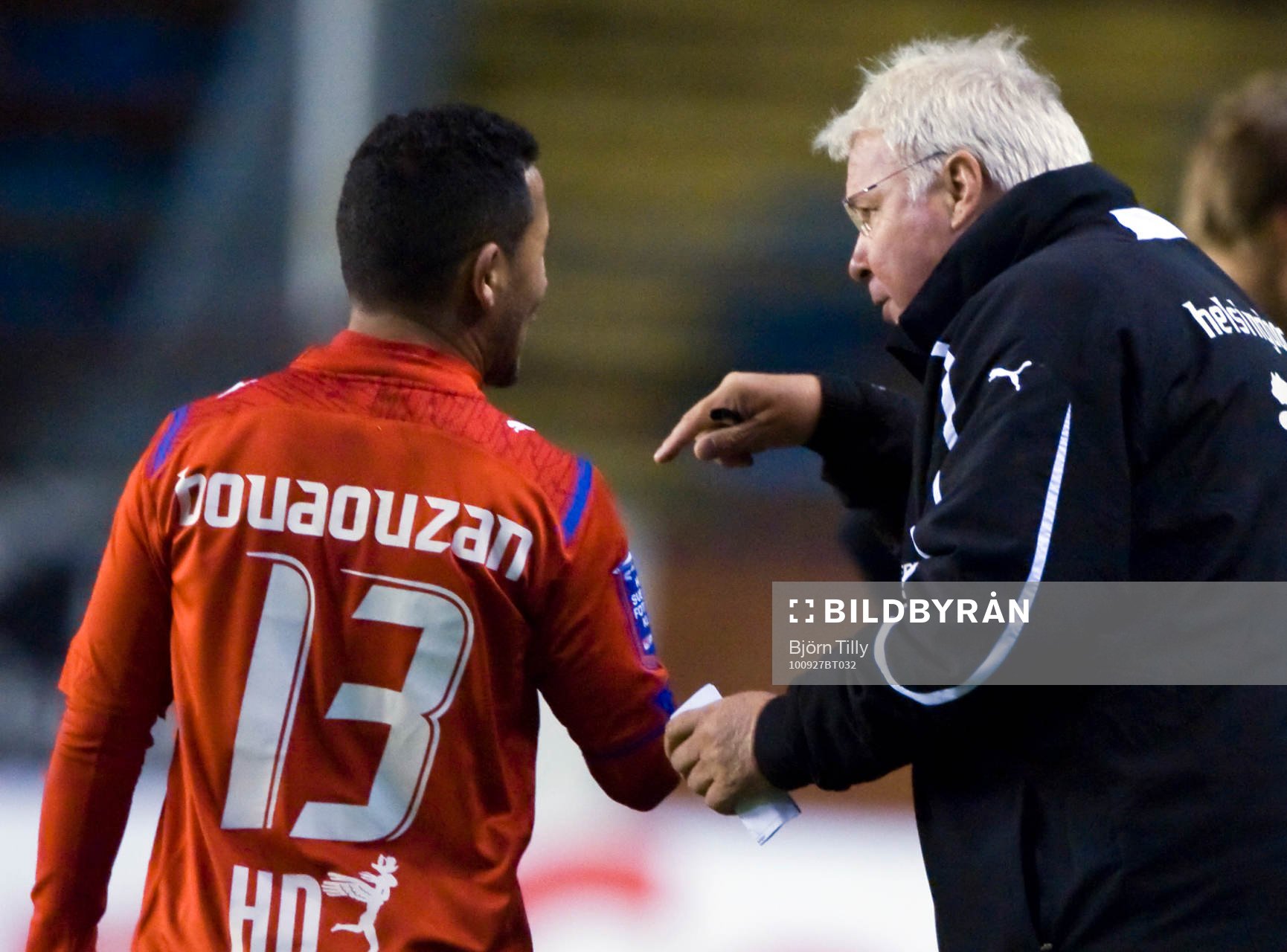 Rachid Bouaouzan och Conny Karlsson, tränare, Helsingborg