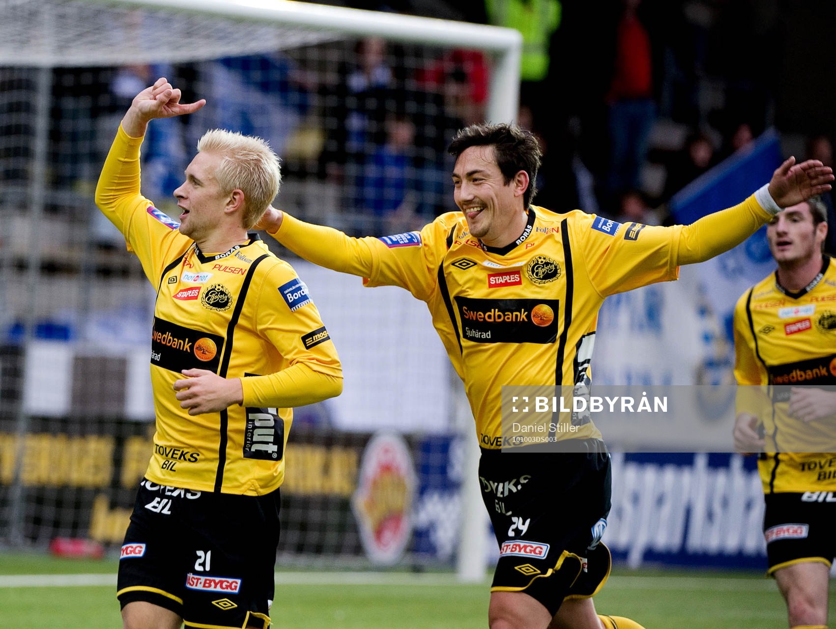 Johan Larsson, Elfsborg, gör mål, jubel Stefan Ishizaki