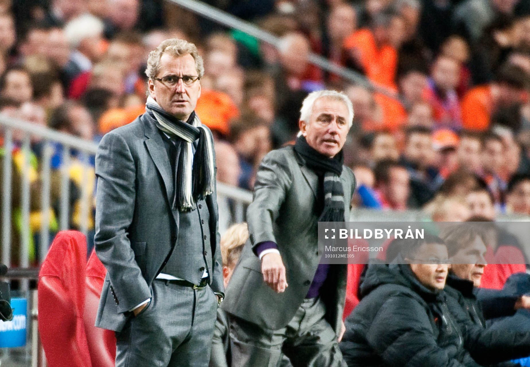Erik Hamrén, förbundskapten och Bert van Marwijk, Holland