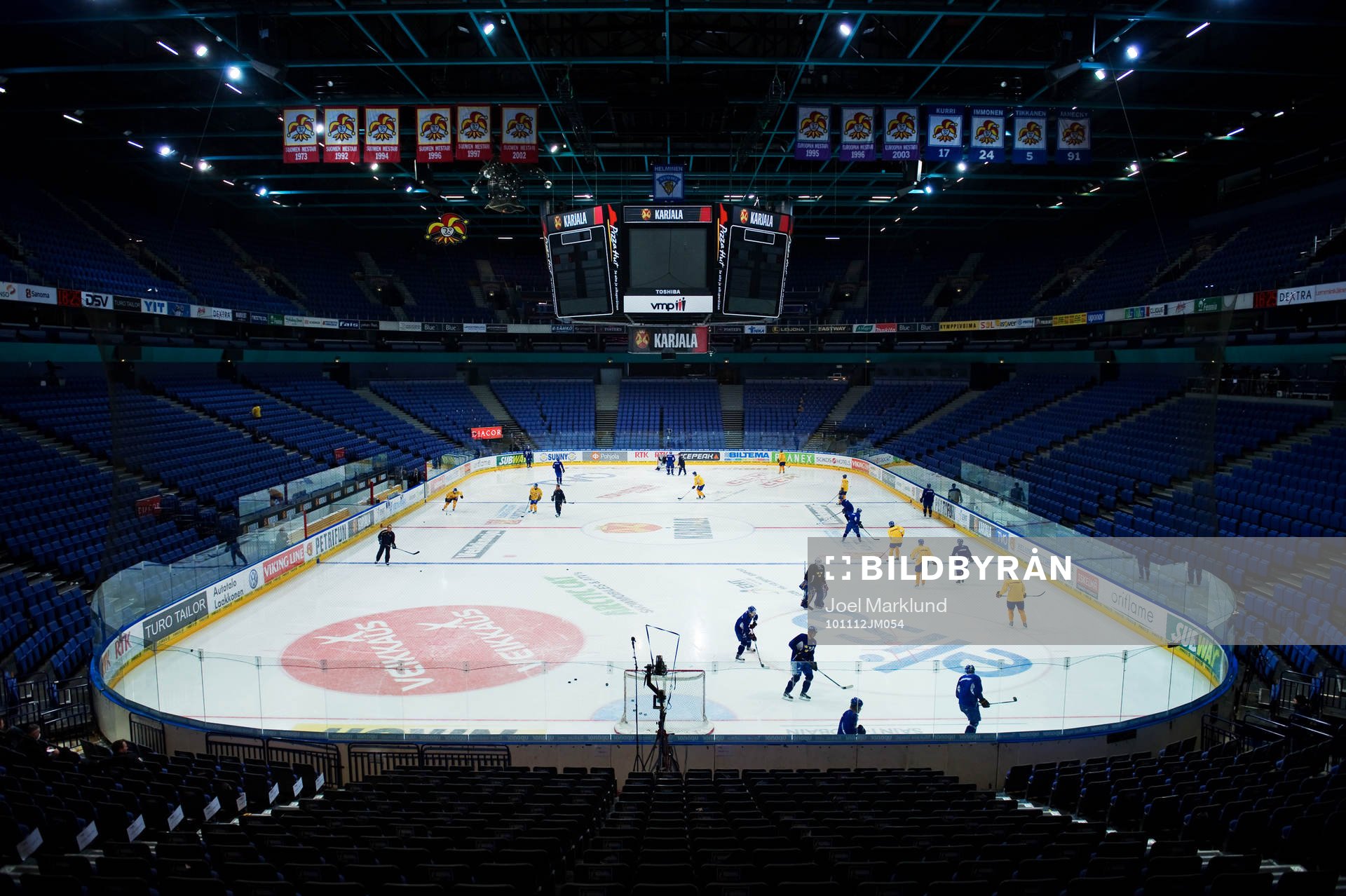 Sverige tränar i Hartwall Arena i Helsingfors