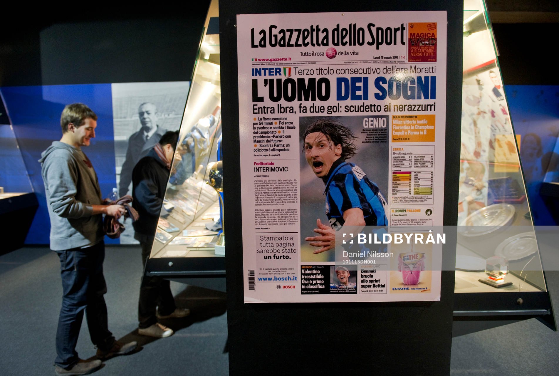 Inne på San Siros museum finns bilder som visar om Zlatan
