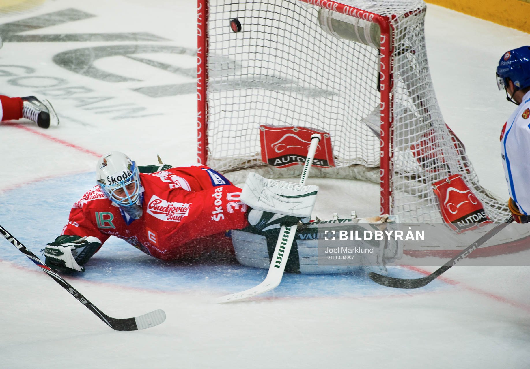 Janne Lahti, Finland, gör 4-0 bakom Marek Schwarz,