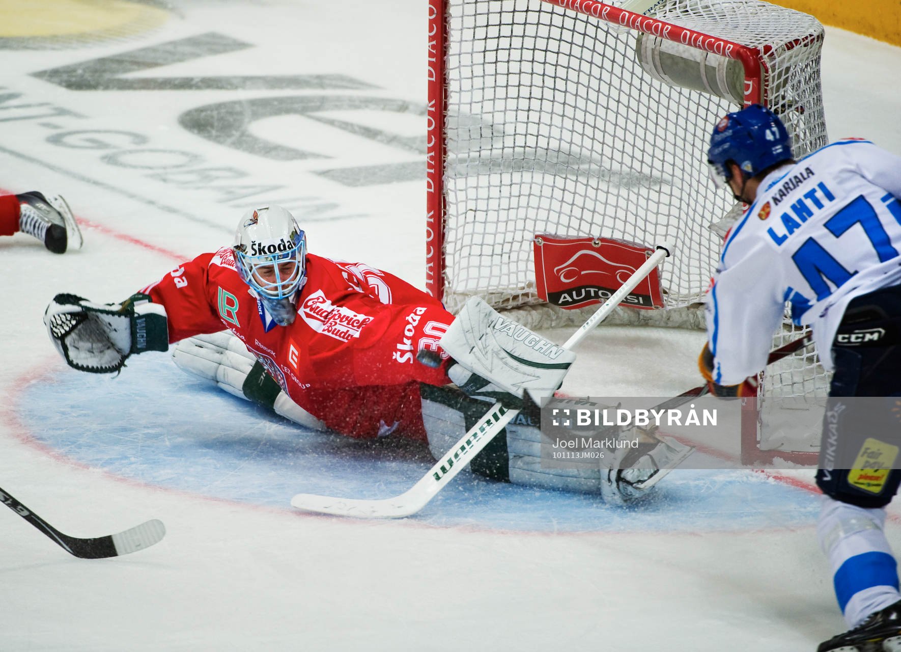 Janne Lahti, Finland, gör 4-0 bakom Marek Schwarz,