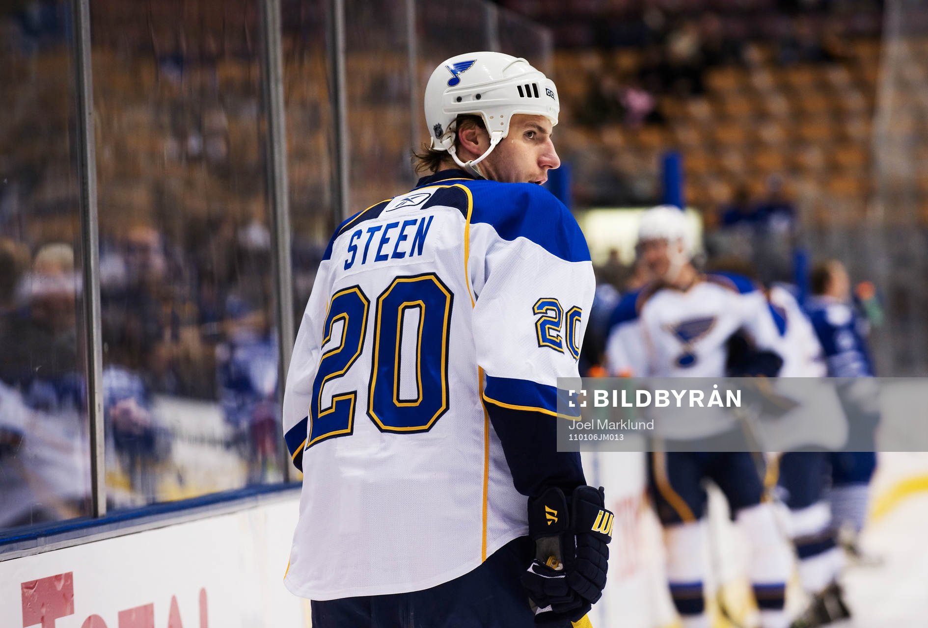 Alexander Steen, St Louis, värmer upp innan matchen