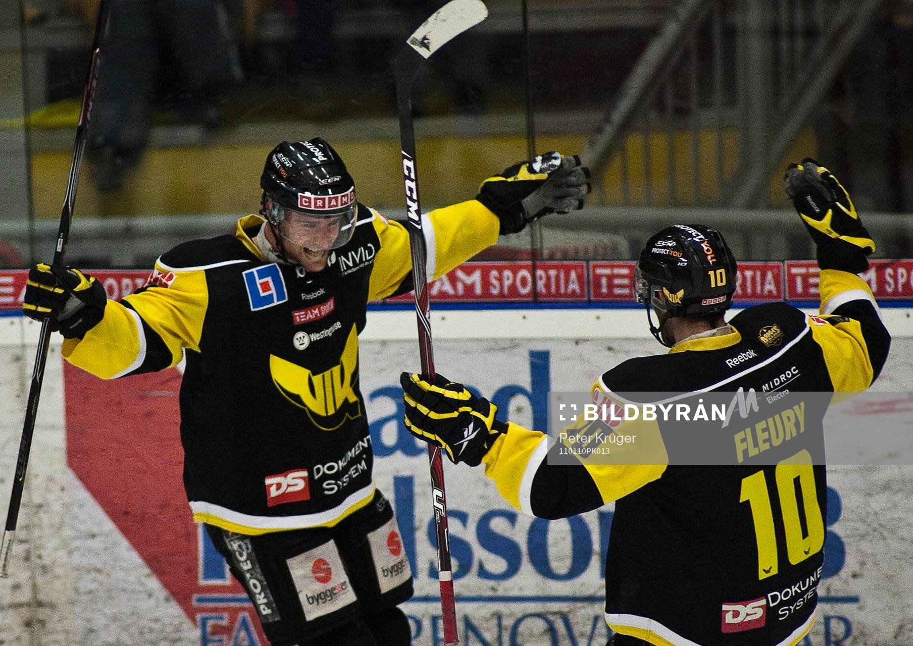 Evan McGrath och Damien Fleury, Västerås, jubel