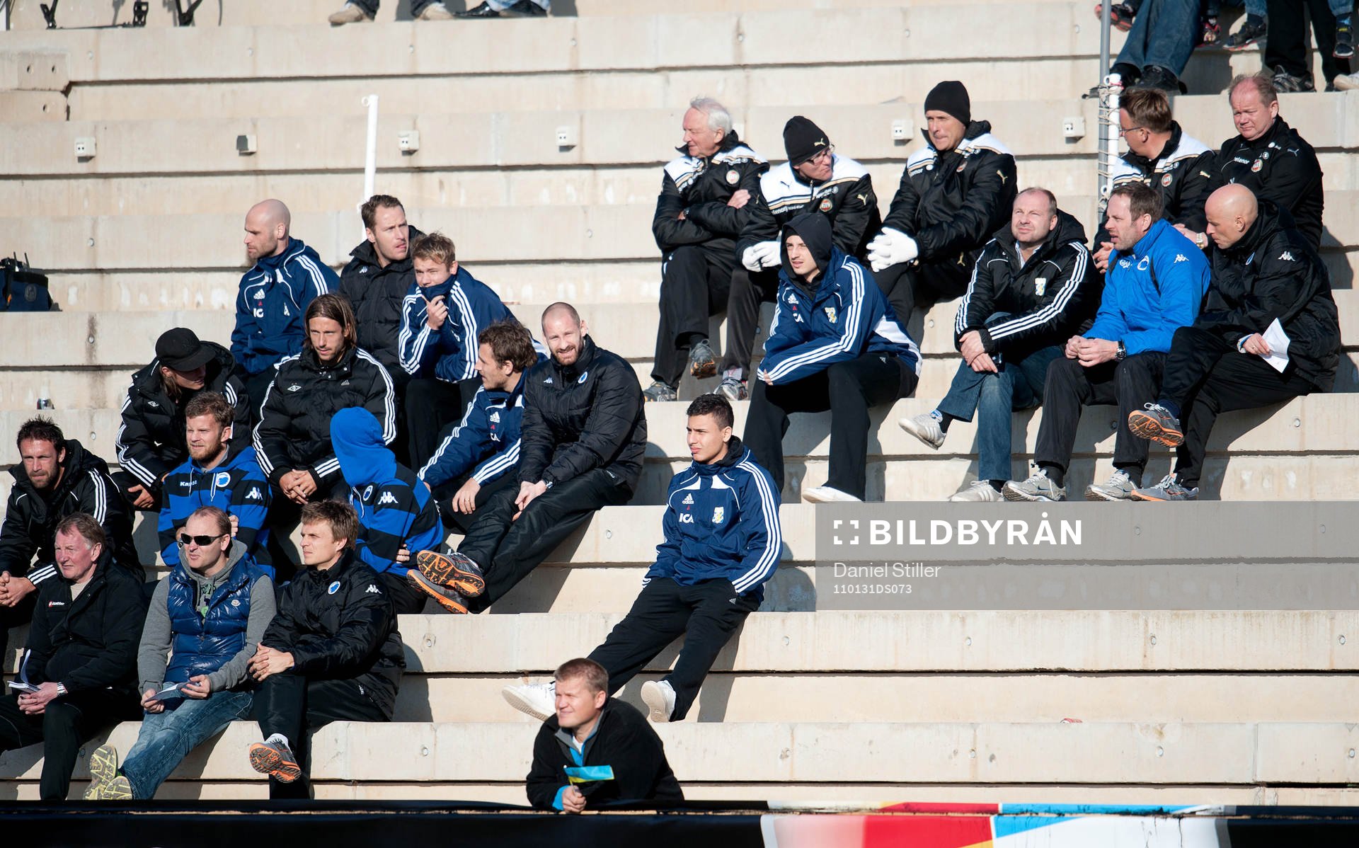 Mikael Antonson, Oscar Wendt, Johan Wiland, Mikael Lustig, Mattias Bjärsmyr, Kim Christensen, Ståle Solbakken Tomas Olsson, Robin Söder, Tobias Hysén, Pär Ericsson och Håkan Mild på läktaren