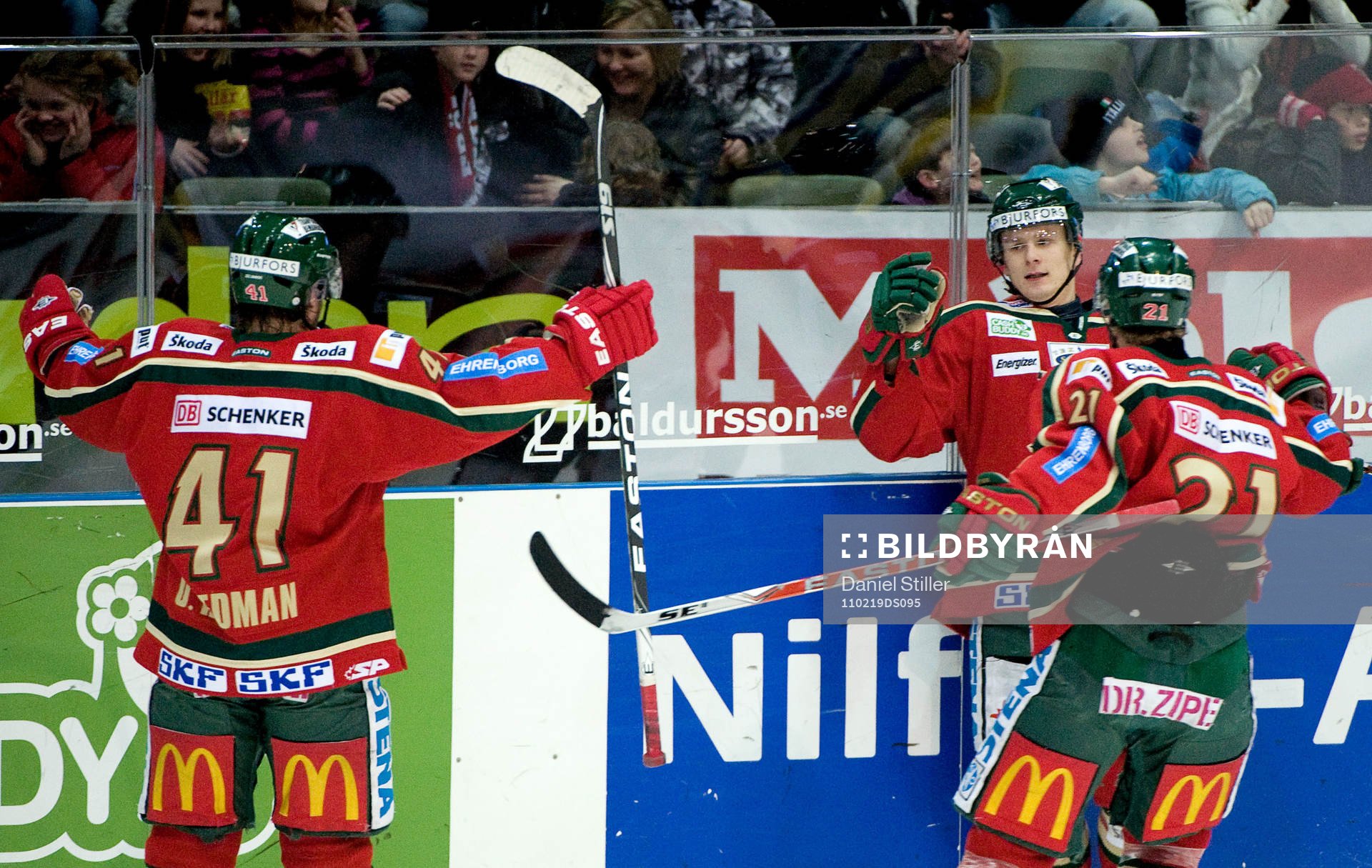 Nicklas Lasu, Frölunda, gör 3-0, jubel Oscar Hedman,