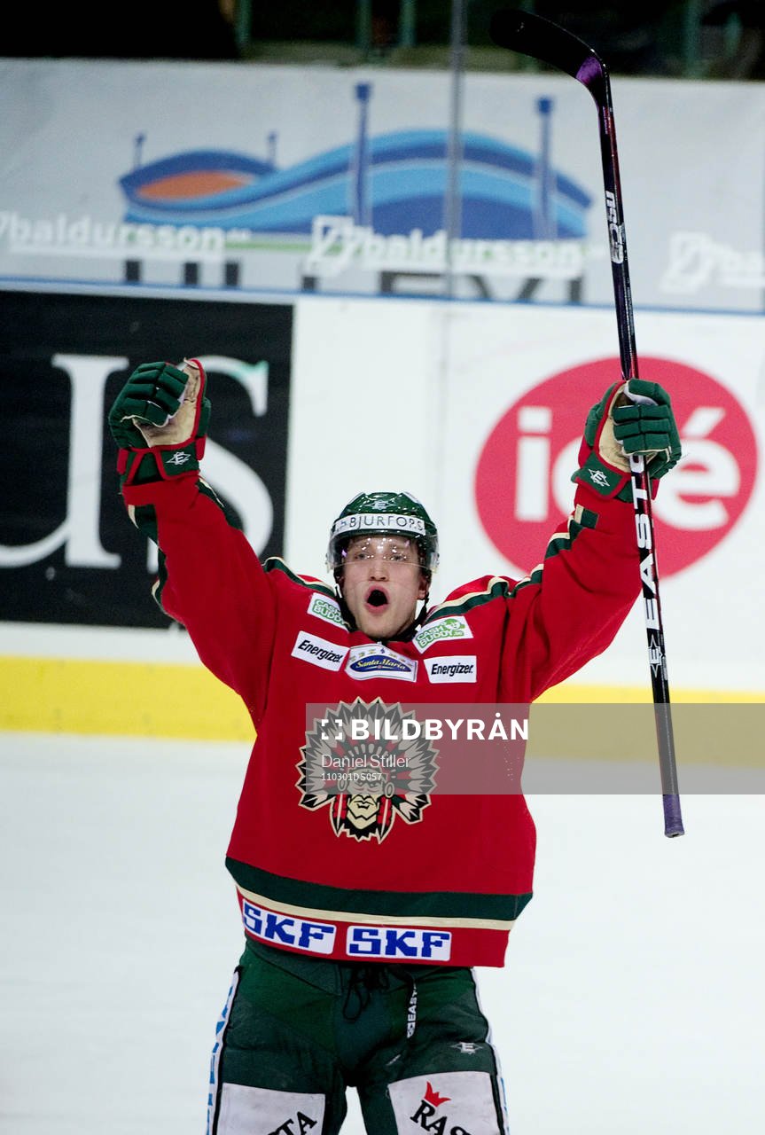Robin Lindqvist, Frölunda, gör 3-0, jubel