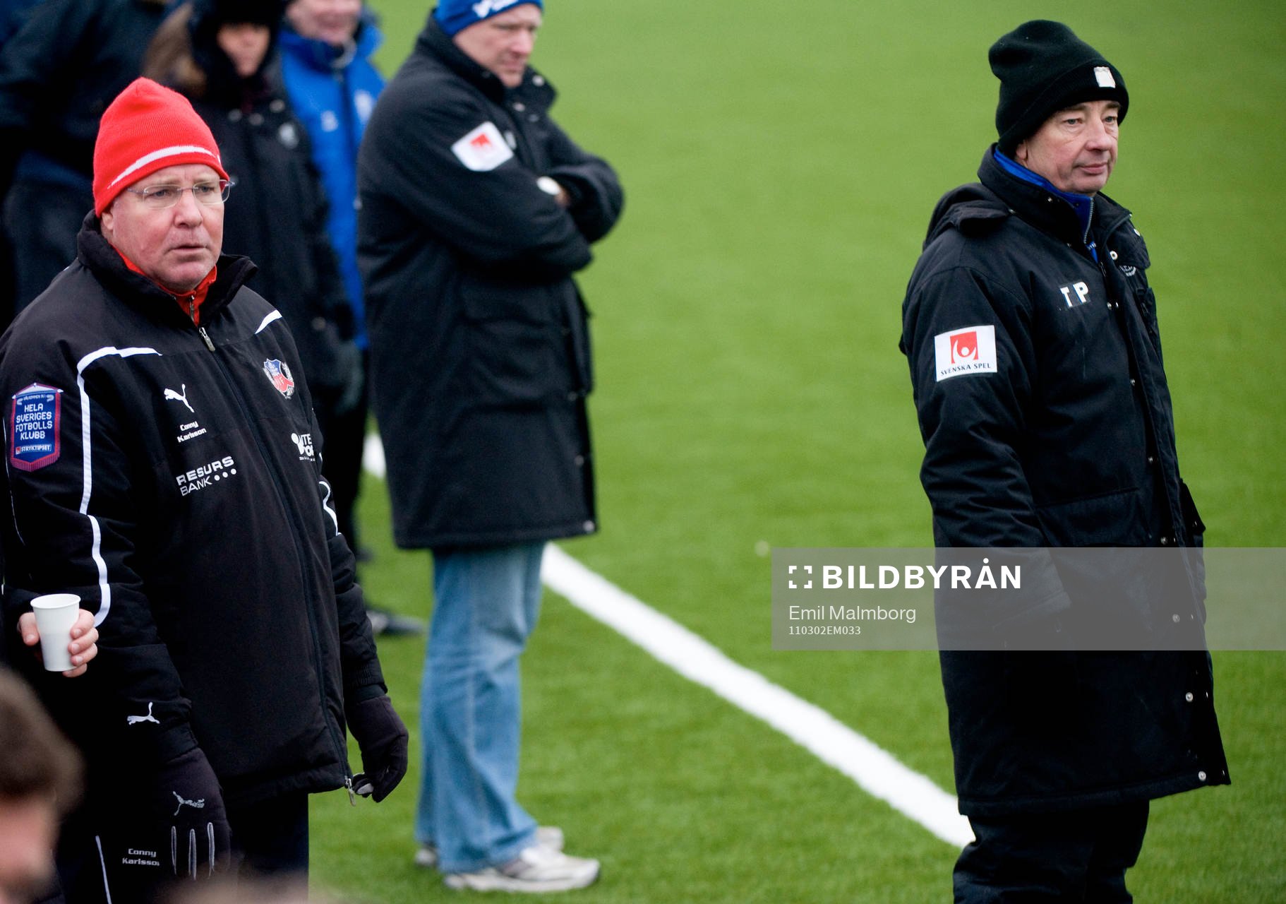 Conny Karlsson, tränare, Helsingborg och Tom Prahl,