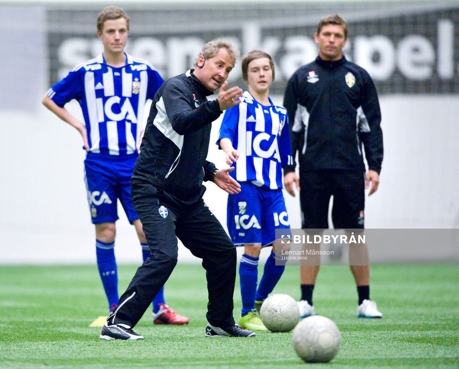 Förbundskapten Erik Hamrén och Marcus Allbäck tränade