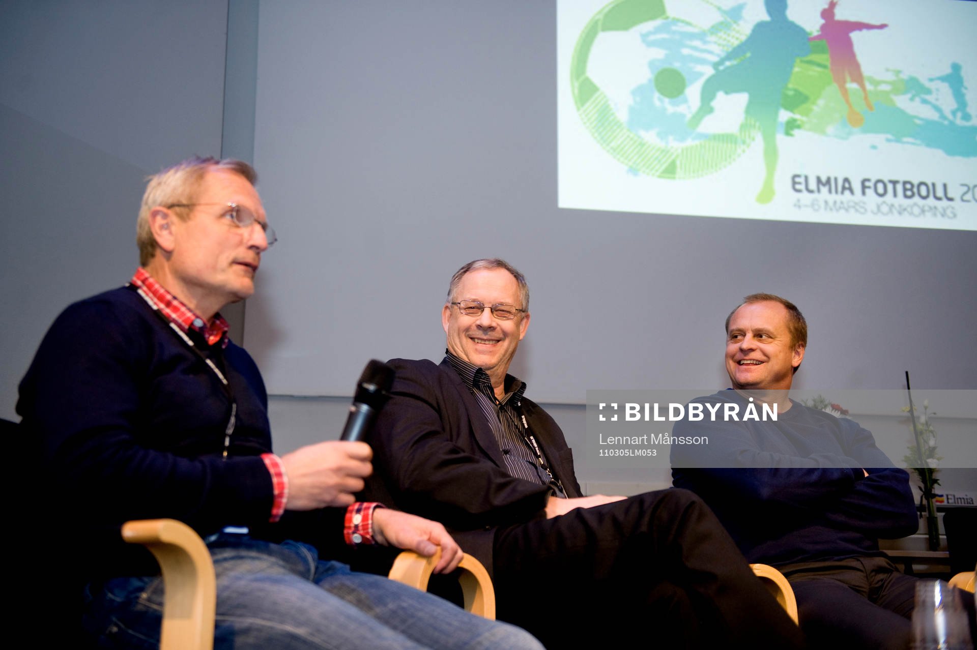 Paneldebatt, fr.v. Björn Andersson, Lars Lagerbäck, Jonas