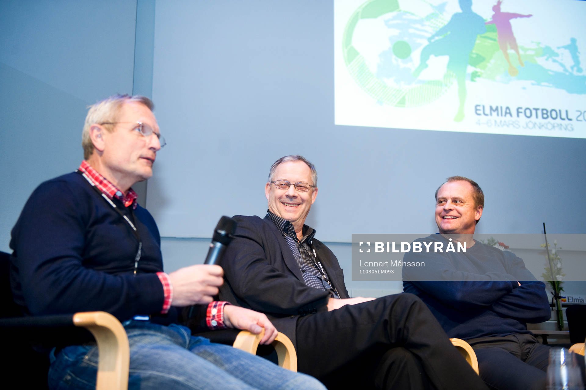 Paneldebatt, fr.v. Björn Andersson, Lars Lagerbäck, Jonas