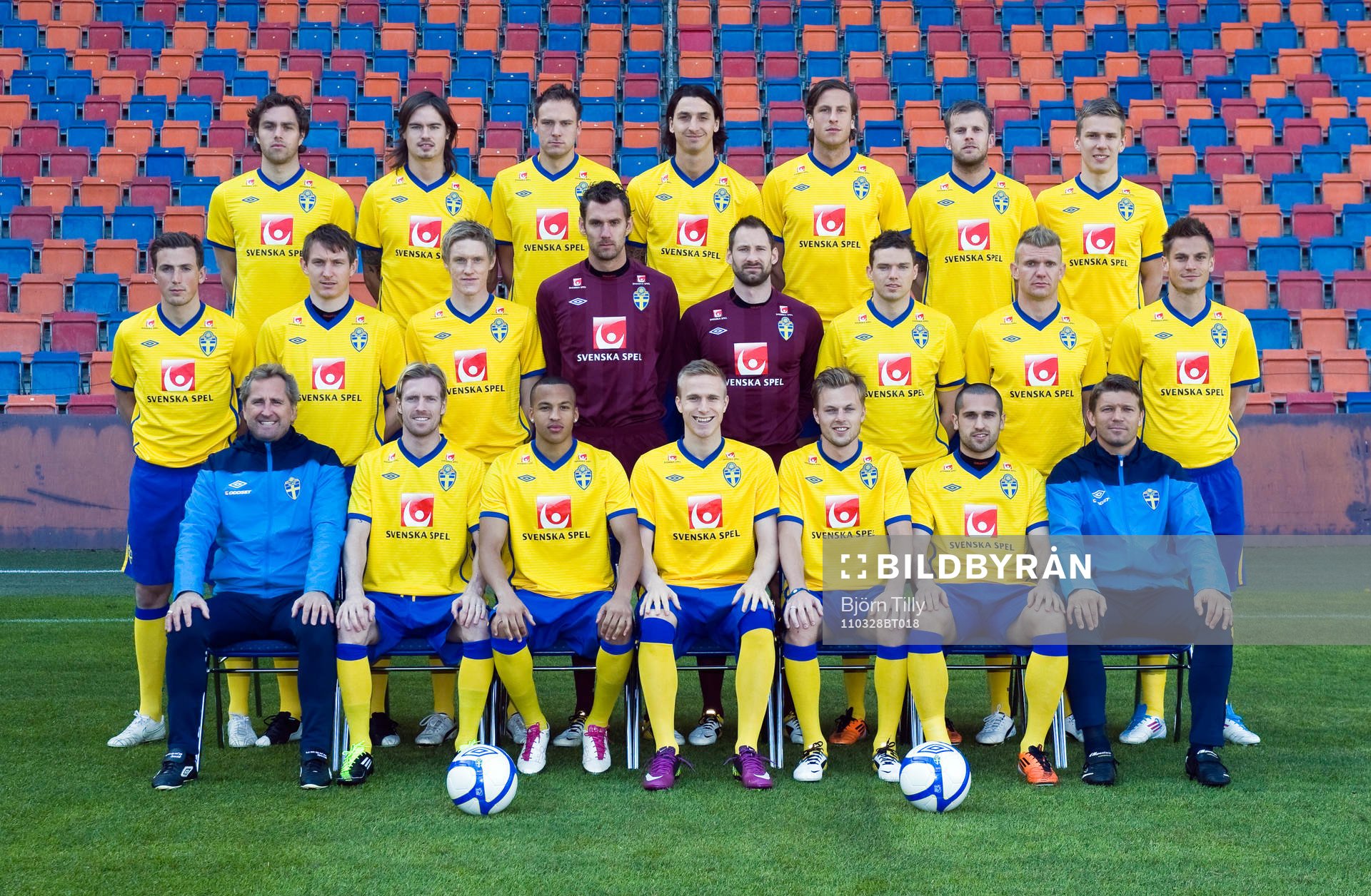 Bakre raden fr v: Johan Elmander, Mikael Lustig, Andreas