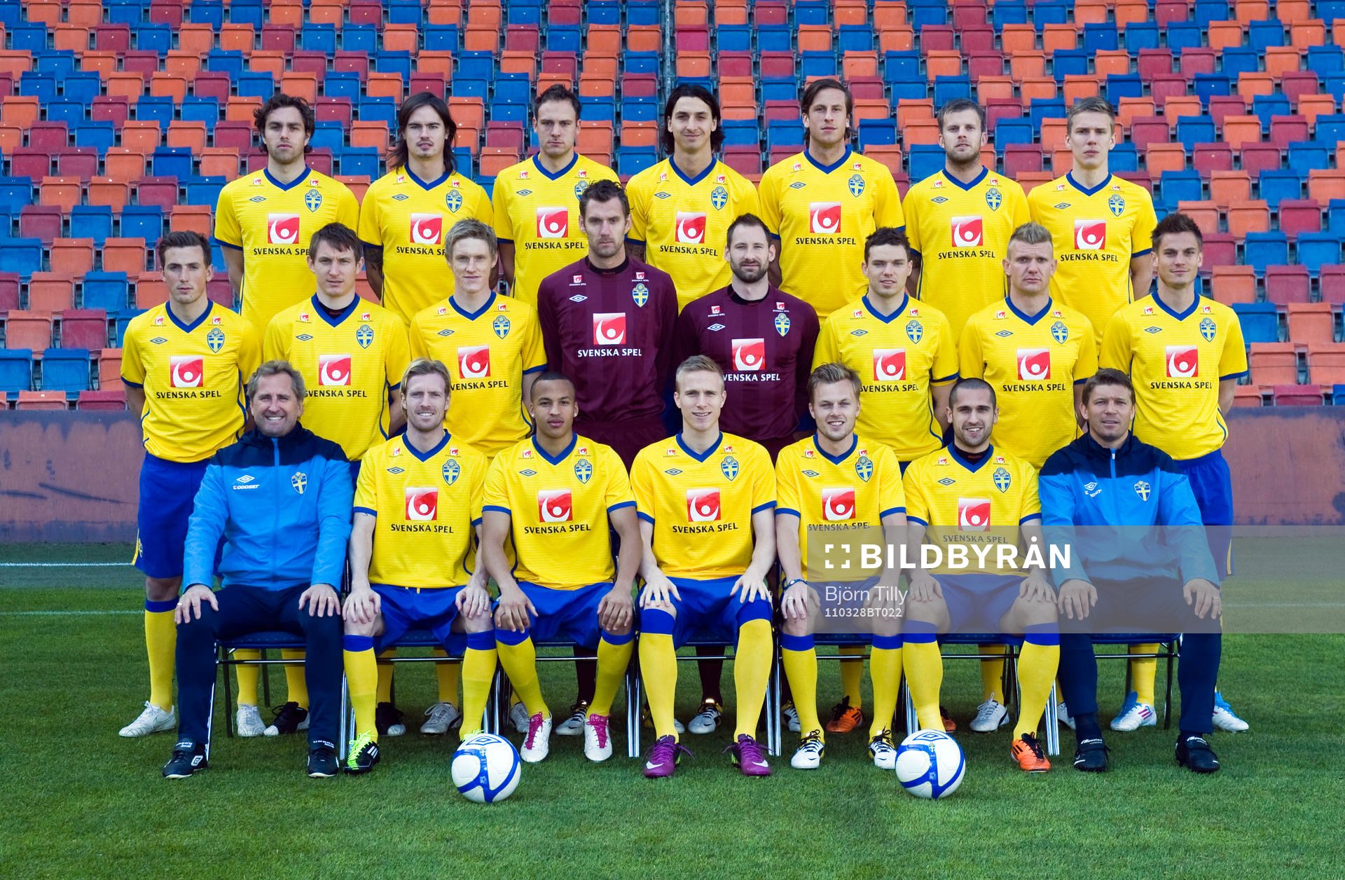 Bakre raden fr v: Johan Elmander, Mikael Lustig, Andreas