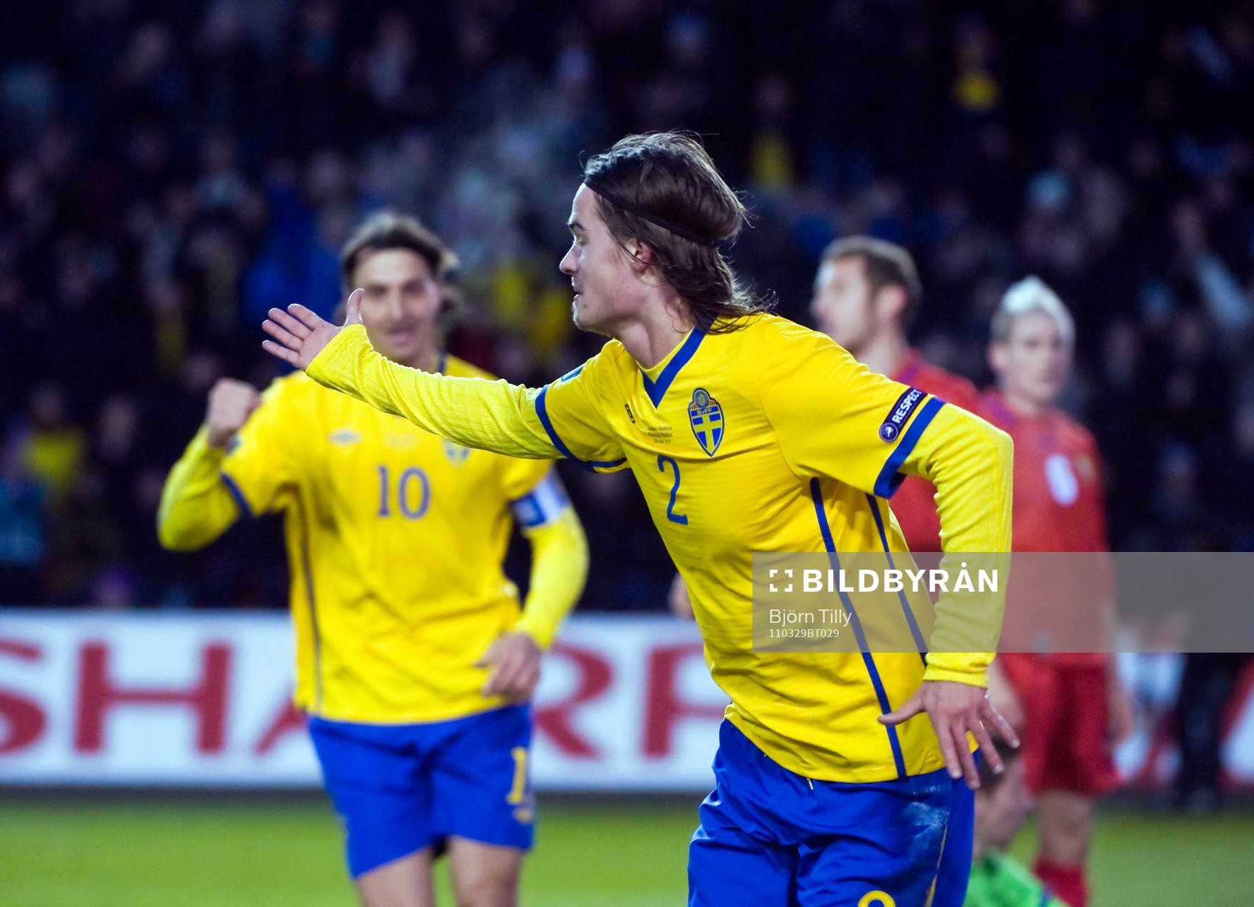 Zlatan Ibrahimovic och Mikael Lustig, Sverige, jubel