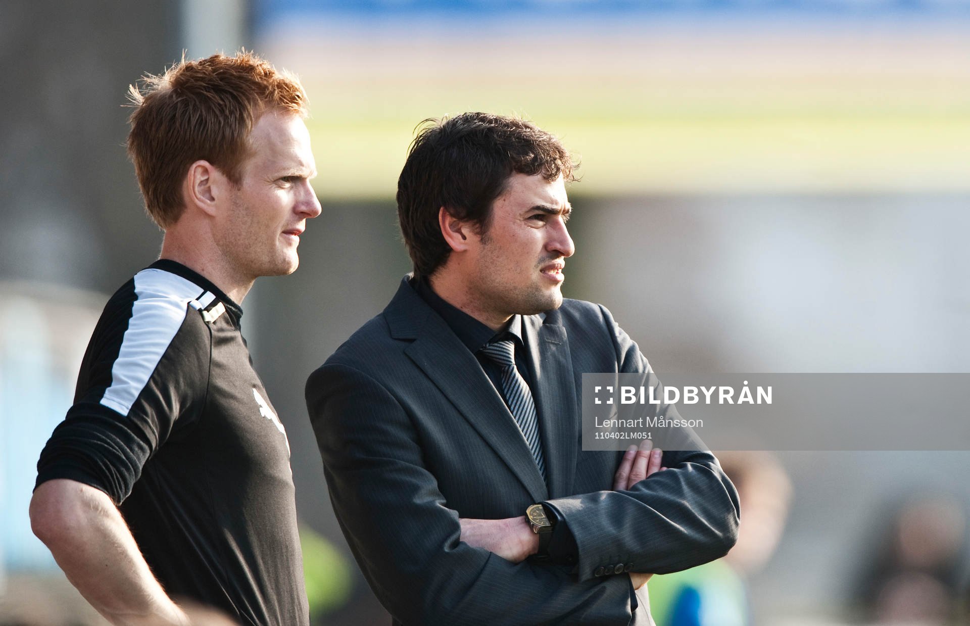 Michael Svensson och Josep Clotet Ruiz, tränare, Halmstad