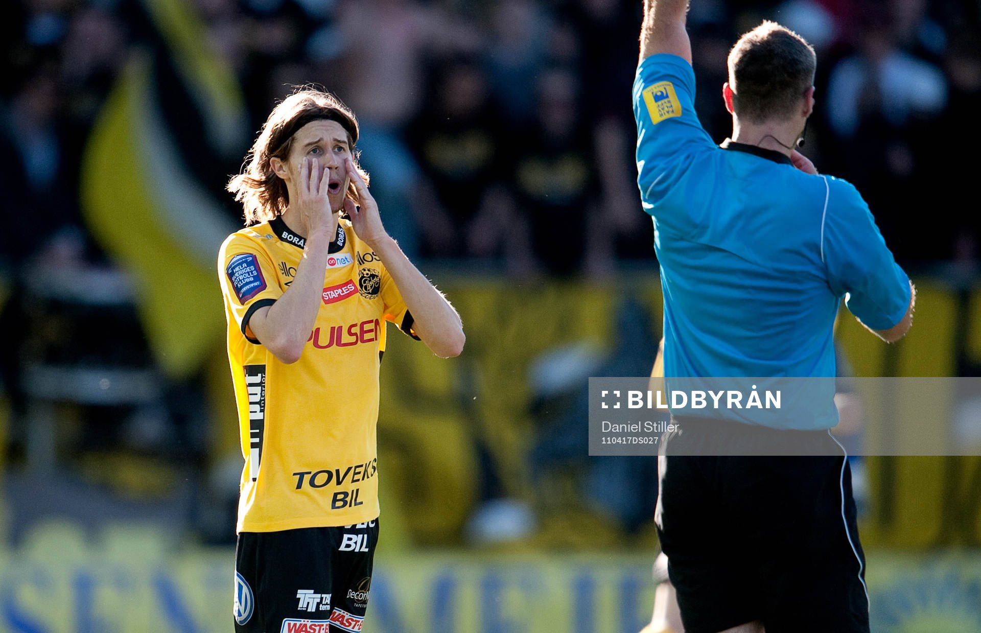 Daniel Nordmark, Elfsborg, är inte överens med domaren