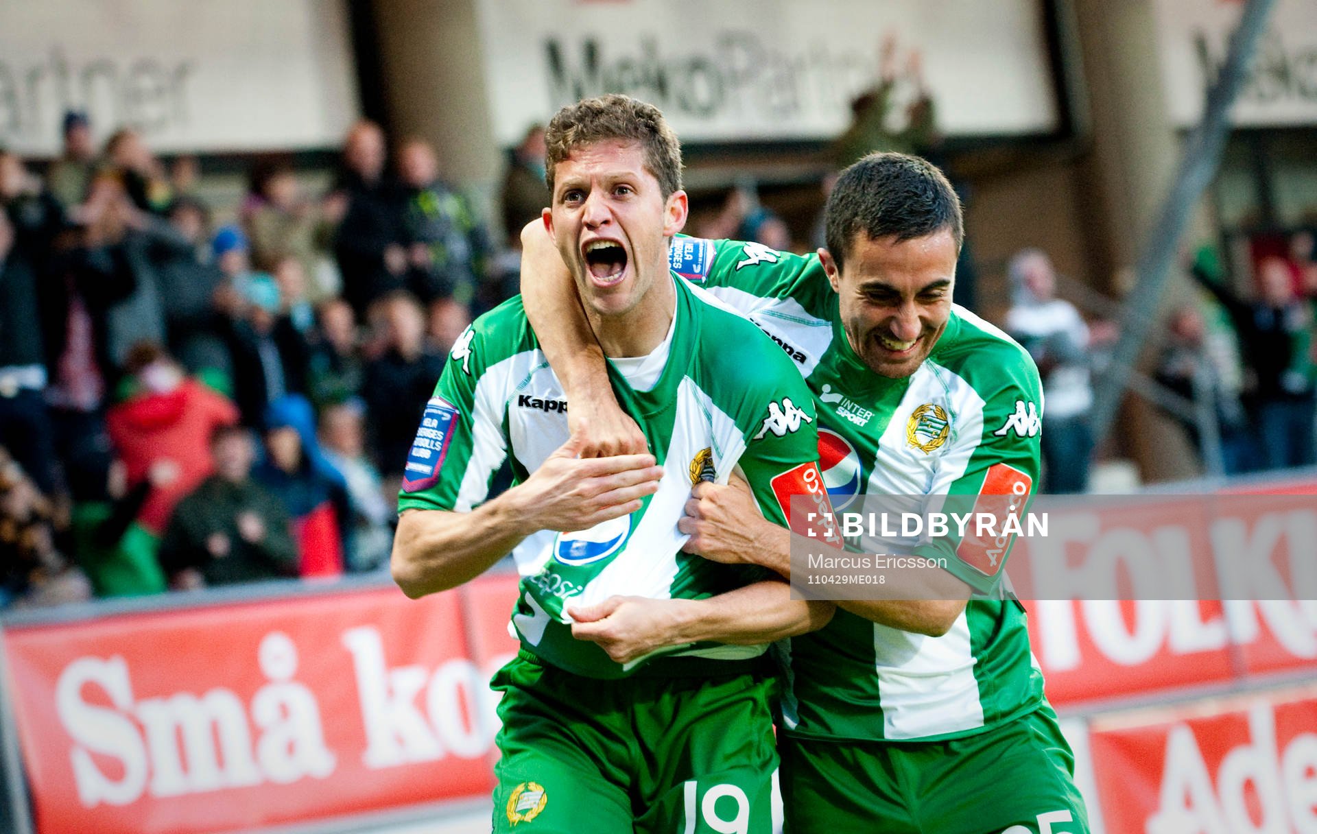  Paulinho Guara, Hammarby skriker ut sin glädje tillsammans med Fadi Malke efter 1-0. Jubel.