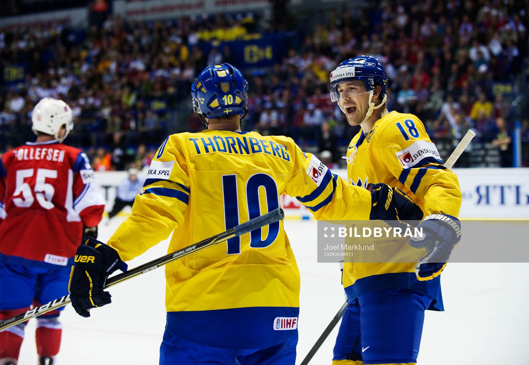 Martin Thörnberg och Patrik Berglund, Sverige, jubel