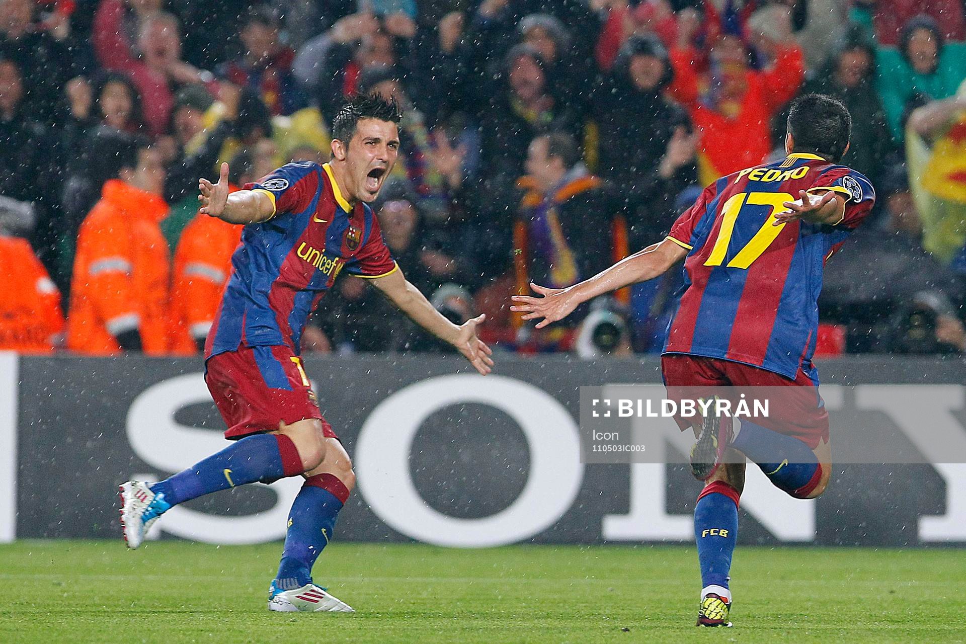David Villa och Pedro Rodriguez, Barcelona, jubel, glädje