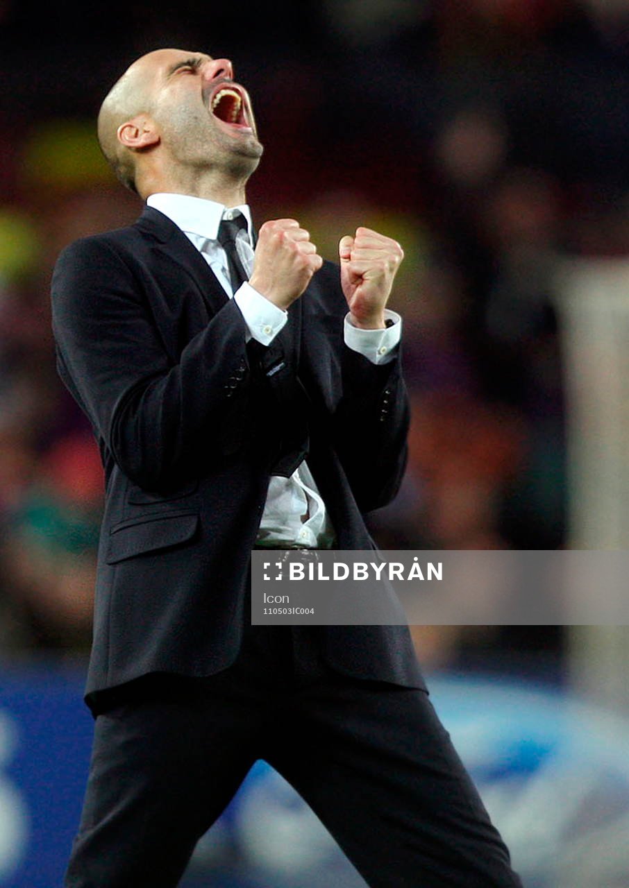 Josep  Pep Guardiola, tränare, Barcelona, jubel, glädje