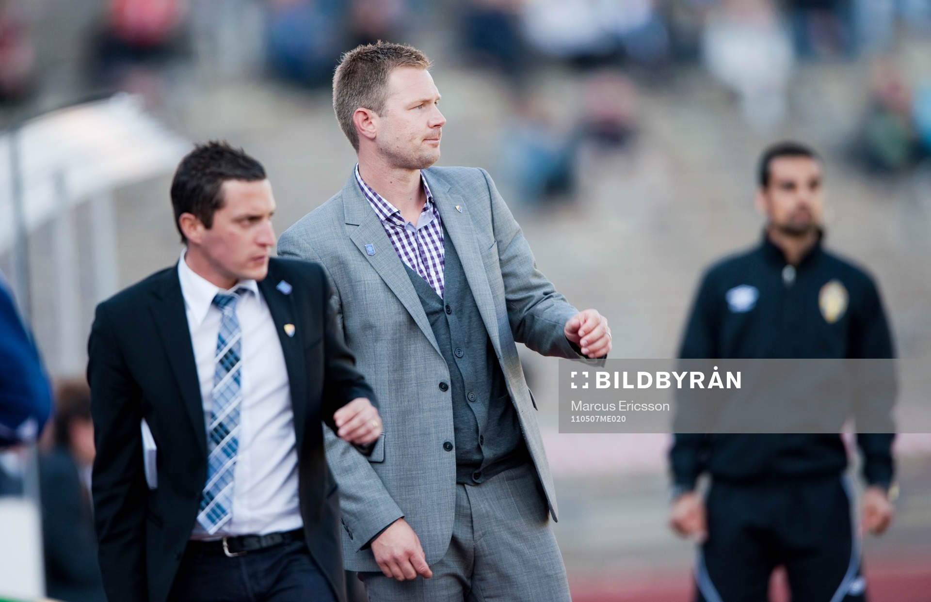 Magnus Pehrsson, tränare Djurgården och Carlos Banda,