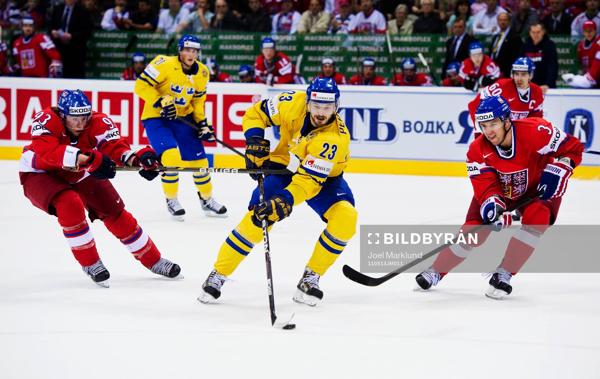 Jakub Voracek och Marek Zidlicky, Tjeckien, försöker