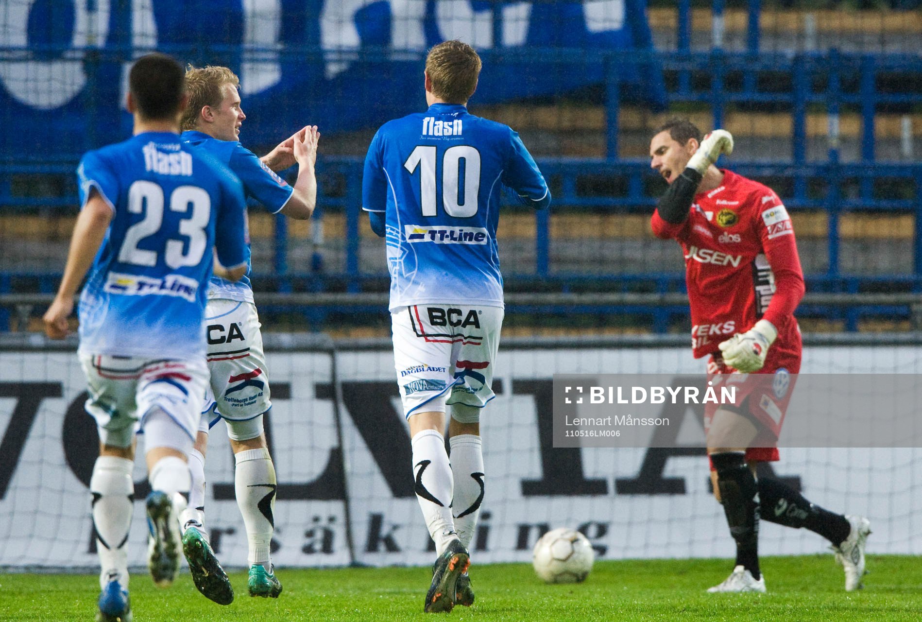 1-0 Marcus Pode, Trelleborg, jubel, Ante Covic, målvakt,